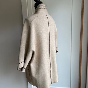 Cardigan Open Front Exposed Stitch Wide arm Wrap
